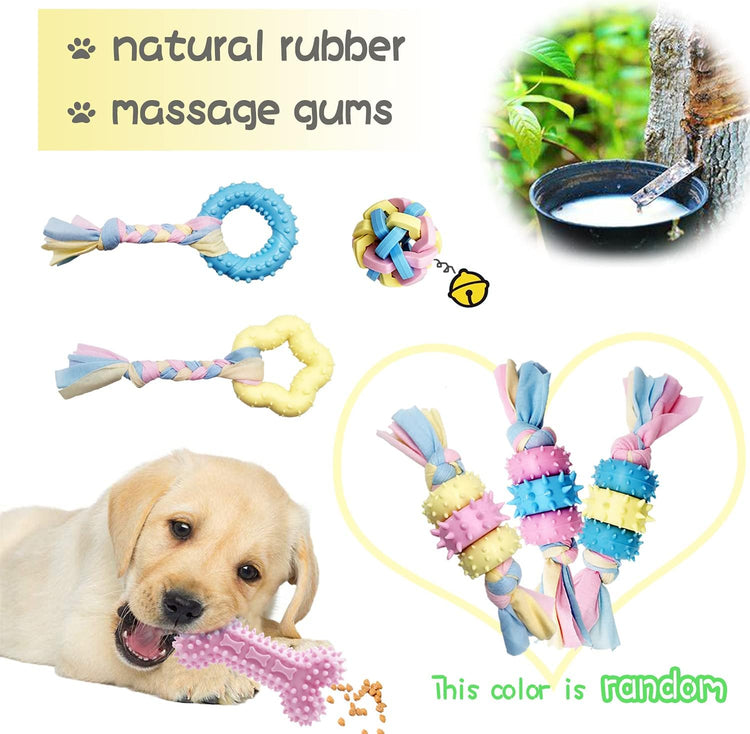 Interactive Teething Chew Toys for Puppies - Small Dog Rope Balls and Tug Toys with Storage Basket