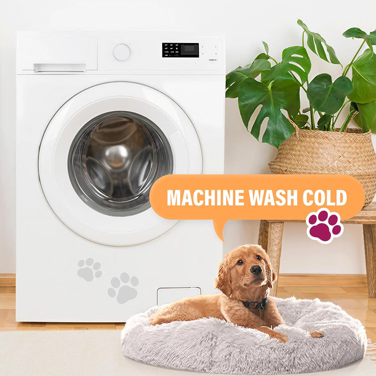 Premium Medium Dog Bed for Pets up to 45 lbs, Machine Washable Plush Faux Fur Cushion, Portable Dark Gray Design for Dogs and Cats