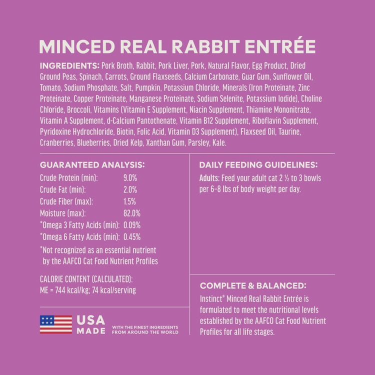 Gourmet Rabbit Minced Cups Wet Cat Food - 3.5 Oz (12-Pack)