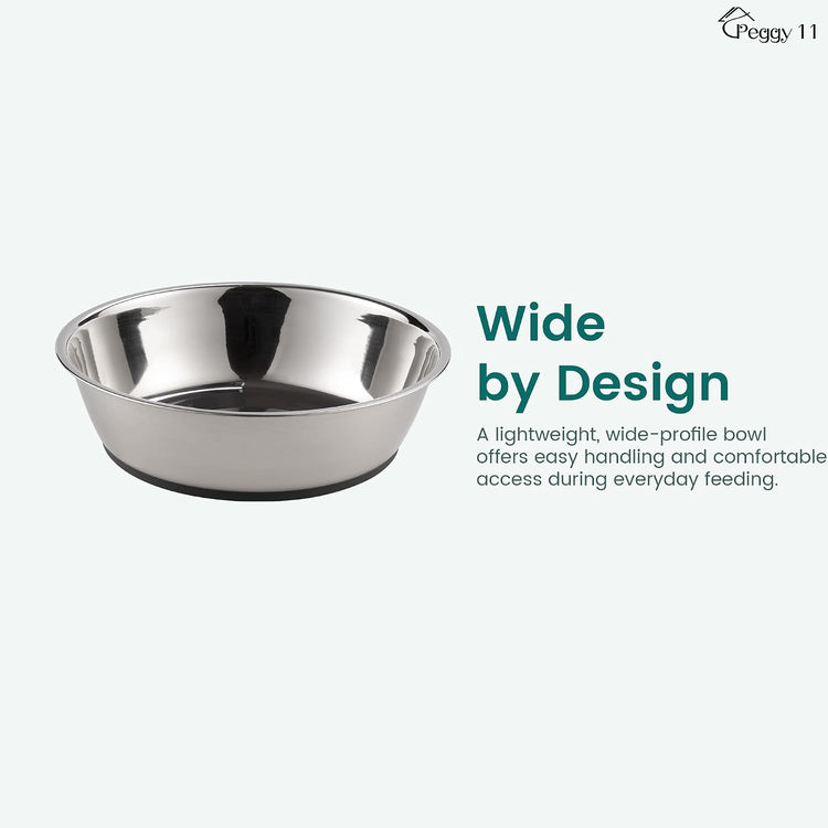Premium Lightweight Stainless Steel Pet Bowls, 3-Cup Capacity Each, Set of 2