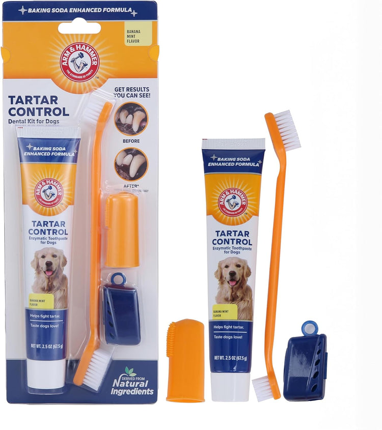 Dog Toothbrush Kit with Banana Mint Toothpaste, 2.5 oz