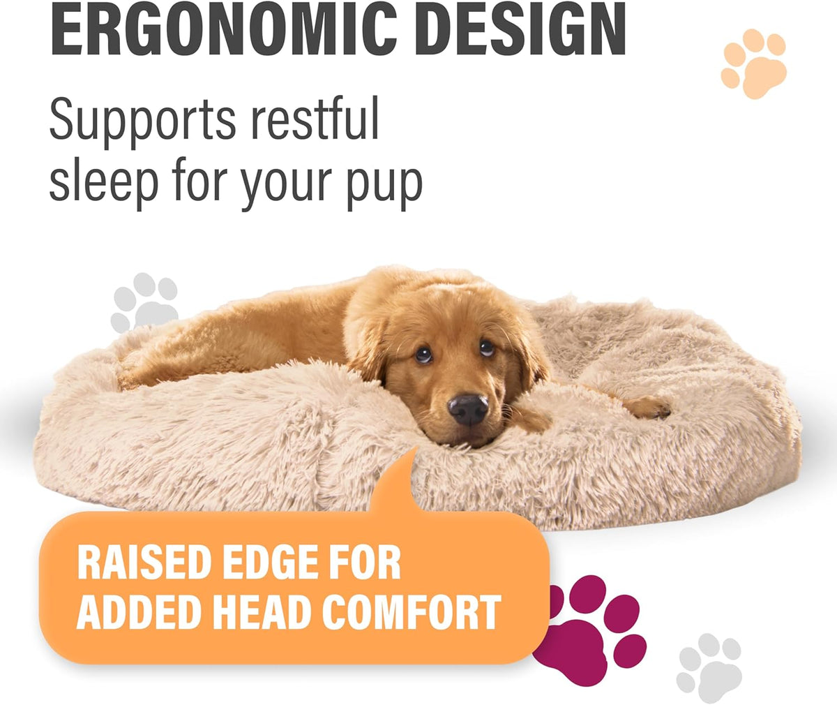 Premium Medium Dog Bed for Pets up to 45 lbs, Machine Washable Plush Faux Fur Cushion, Portable Dark Gray Design for Dogs and Cats