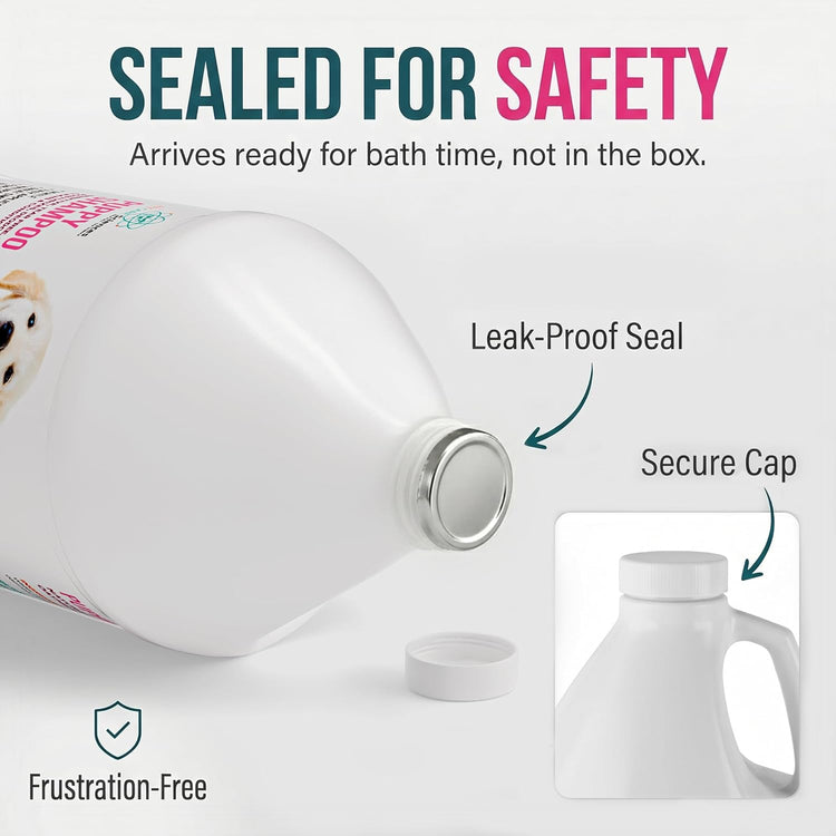 1 Gallon Hypoallergenic Tearless Puppy Shampoo and Conditioner - Itchy Skin Relief with Coconut Oil and Oatmeal - Made in the USA