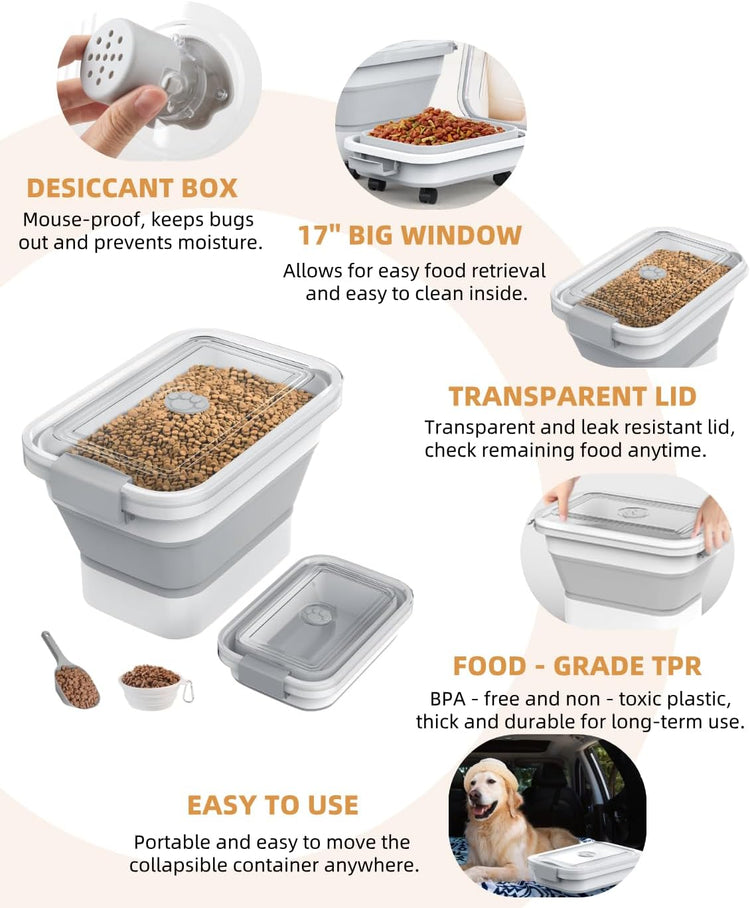Collapsible Airtight Dog Food Storage Container (10-13 lbs)
