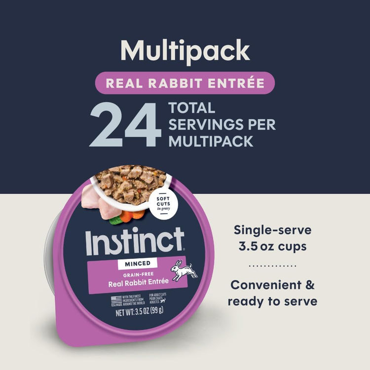 Gourmet Rabbit Minced Cups Wet Cat Food - 3.5 Oz (12-Pack)