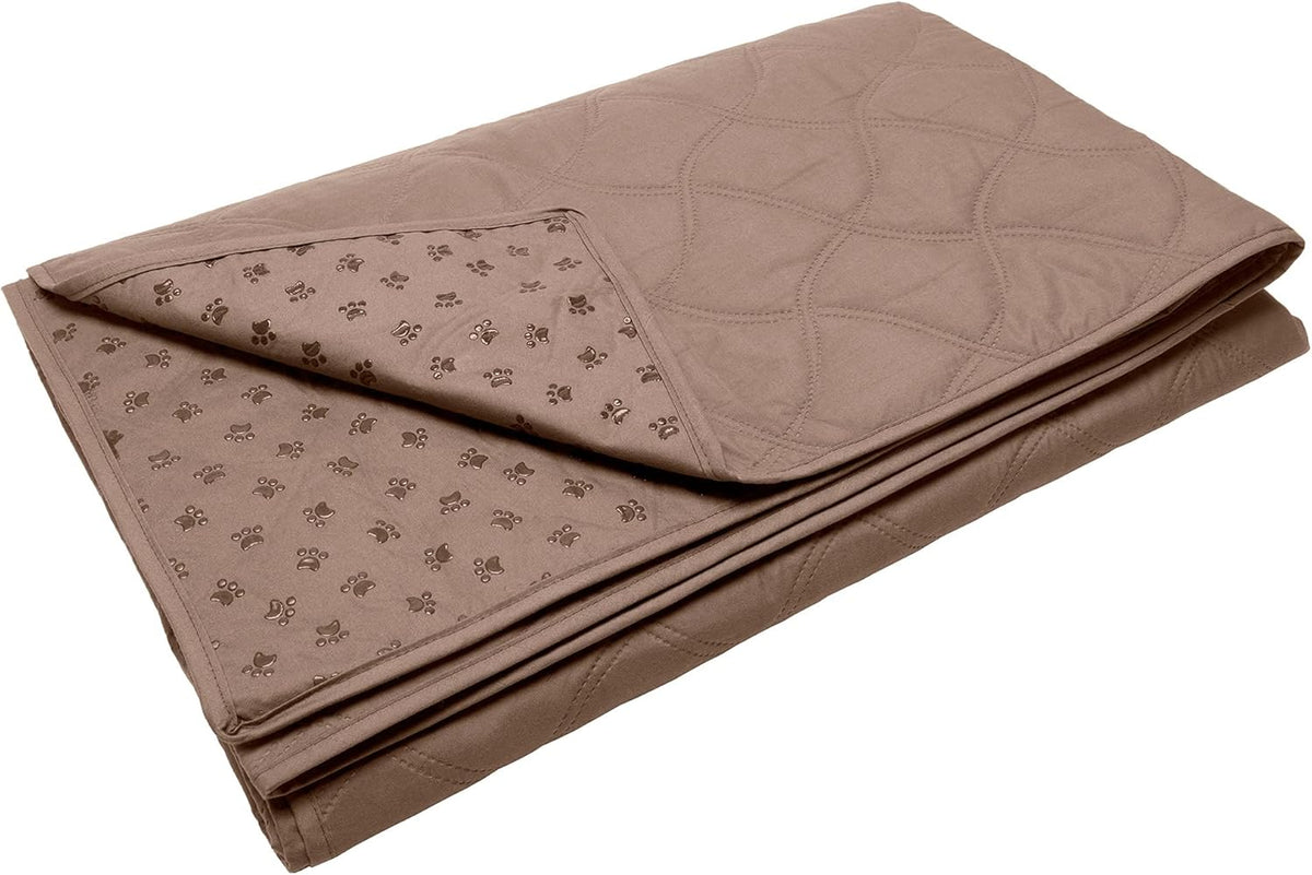 Waterproof Non-Slip Twin Size Mattress Protector for Pets, Washable Quilted Twill Cover for Beds, Couches, and Car Seats - Brownstone