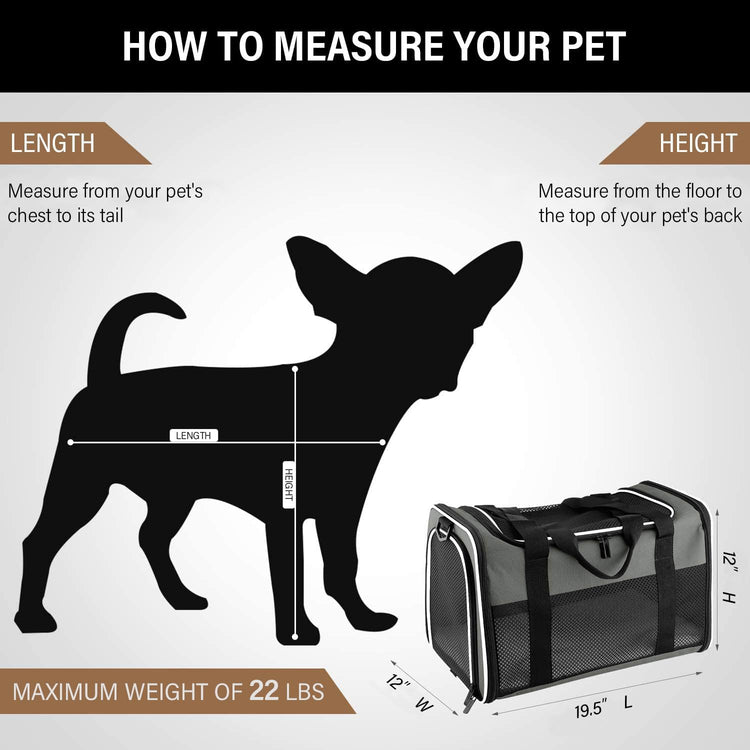Portable Foldable Cat and Dog Carrier - Soft-Sided Pet Bag for Pets up to 22 lbs, Airline Approved Travel Carrier