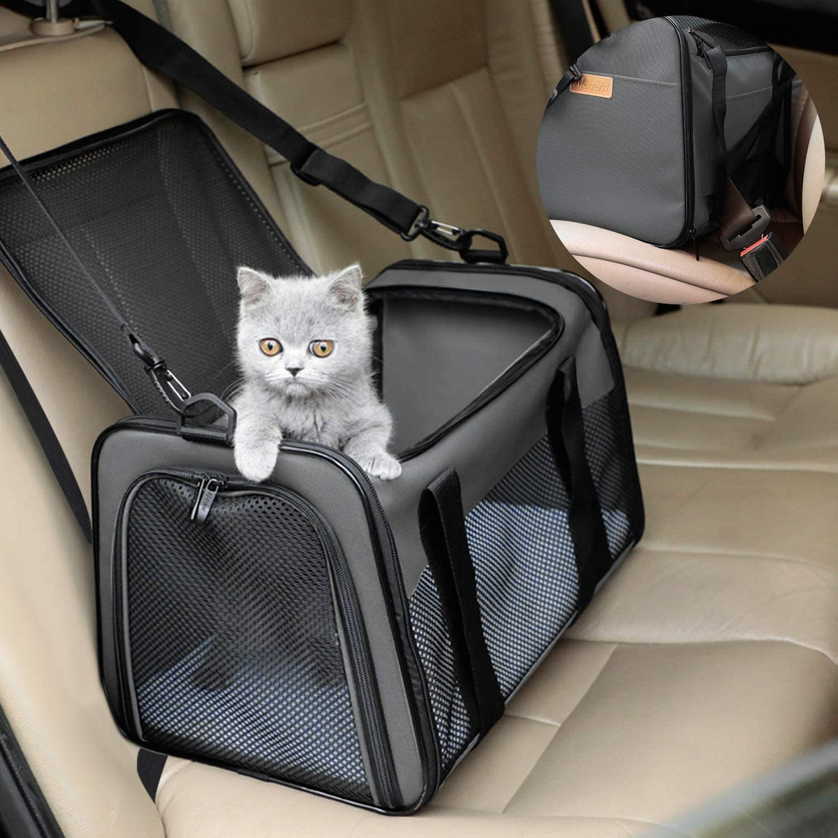 Portable Foldable Cat and Dog Carrier - Soft-Sided Pet Bag for Pets up to 22 lbs, Airline Approved Travel Carrier