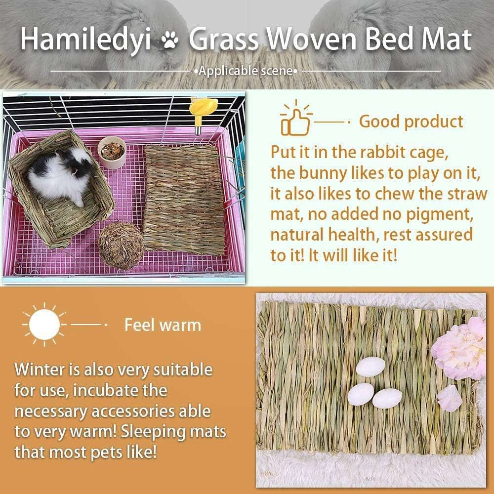 Woven Grass Mat Set for Rabbits - 12 Piece Chew Toy Bed Mat Collection