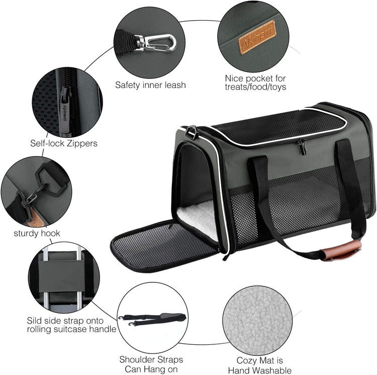 Portable Foldable Cat and Dog Carrier - Soft-Sided Pet Bag for Pets up to 22 lbs, Airline Approved Travel Carrier
