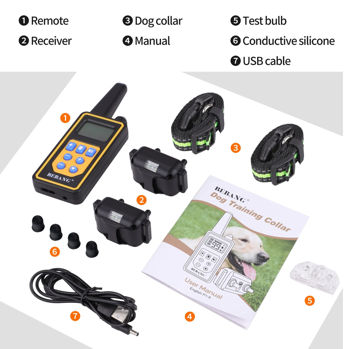 2600FT Dog Training Collars for 2 Dogs, Dog Shock Collar with Remote, 3 Modes Beep Vibration Shock, Waterproof, LED Light for Training Small Medium Large Dogs