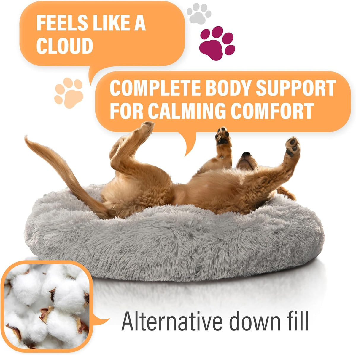 Premium Medium Dog Bed for Pets up to 45 lbs, Machine Washable Plush Faux Fur Cushion, Portable Dark Gray Design for Dogs and Cats