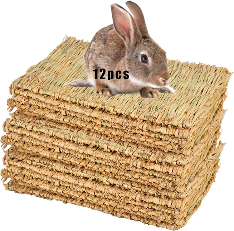 Woven Grass Mat Set for Rabbits - 12 Piece Chew Toy Bed Mat Collection
