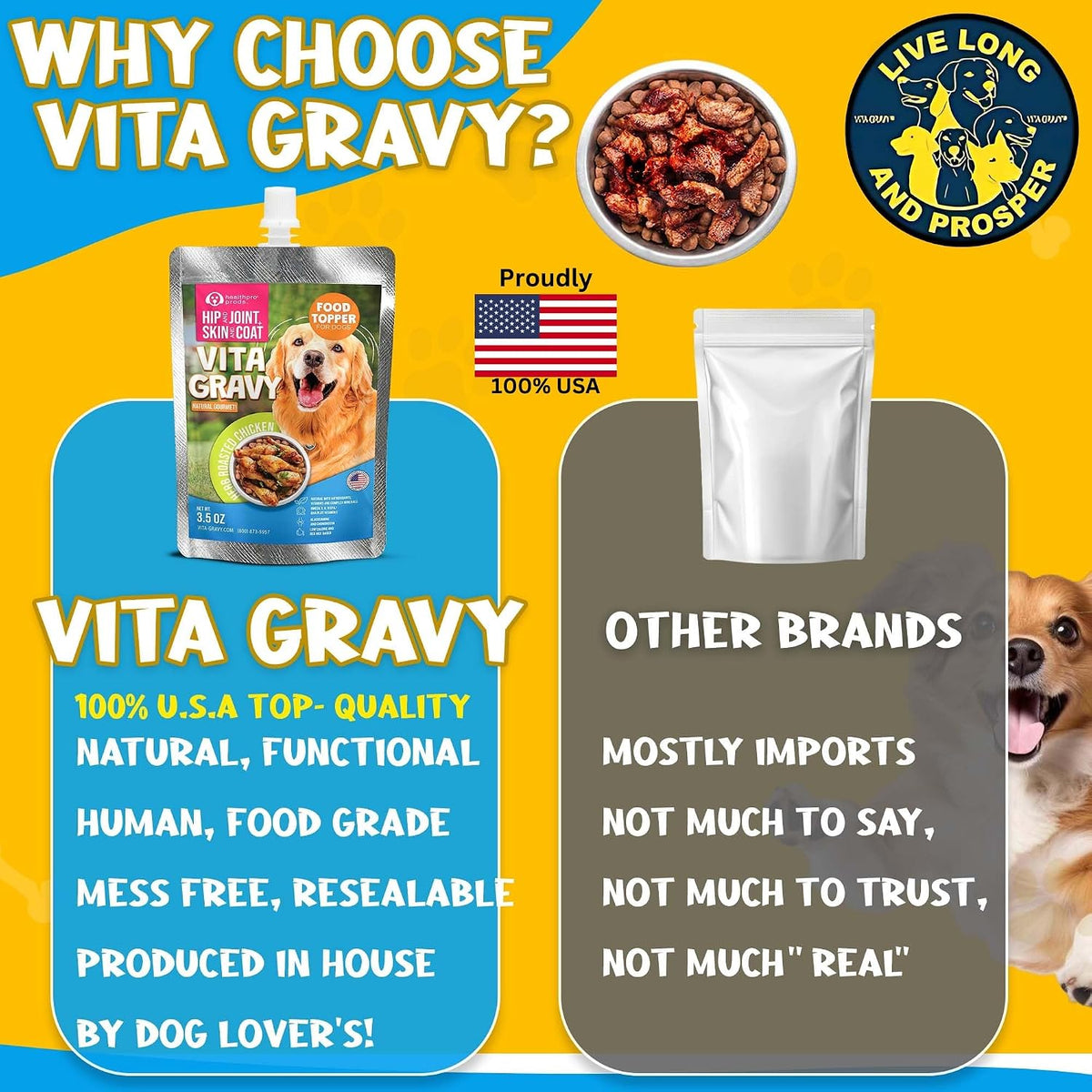 Vitagravy Dog Food Enhancer with Herb Roasted Chicken Flavor, 3.5 oz, 3-Pack