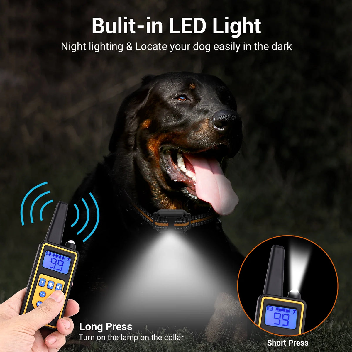 2600FT Dog Training Collars for 2 Dogs, Dog Shock Collar with Remote, 3 Modes Beep Vibration Shock, Waterproof, LED Light for Training Small Medium Large Dogs