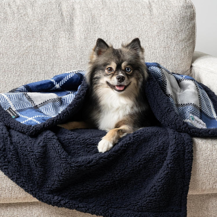 Waterproof Blanket for Small Dogs and Cats, 29" x 40", Light Grey Plaid