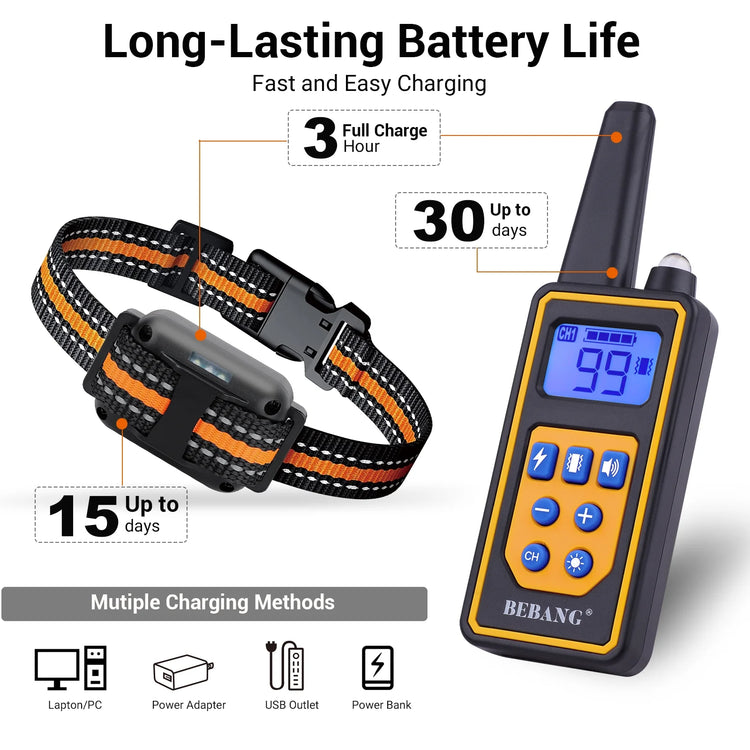 2600FT Dog Training Collars for 2 Dogs, Dog Shock Collar with Remote, 3 Modes Beep Vibration Shock, Waterproof, LED Light for Training Small Medium Large Dogs